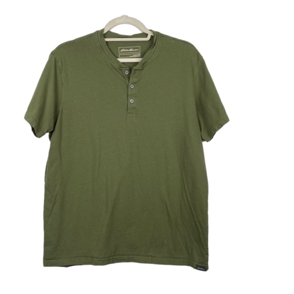COLUMBIA and Eddie Bauer green t-shirt bundle size large henley style - Picture 2 of 9